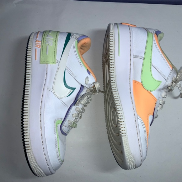 Nike Air Force 1 Shadow White Multi-Color sneakers ruffle laces Sz 7.5 - Picture 2 of 6